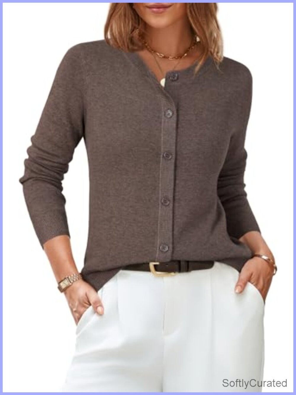 Wool Blend Button Down Cardigan Long Sleeve Business Casual Sweater